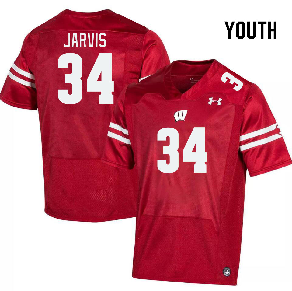 Youth #34 Charlie Jarvis Winsconsin Badgers College Football Jerseys Stitched Sale-Red